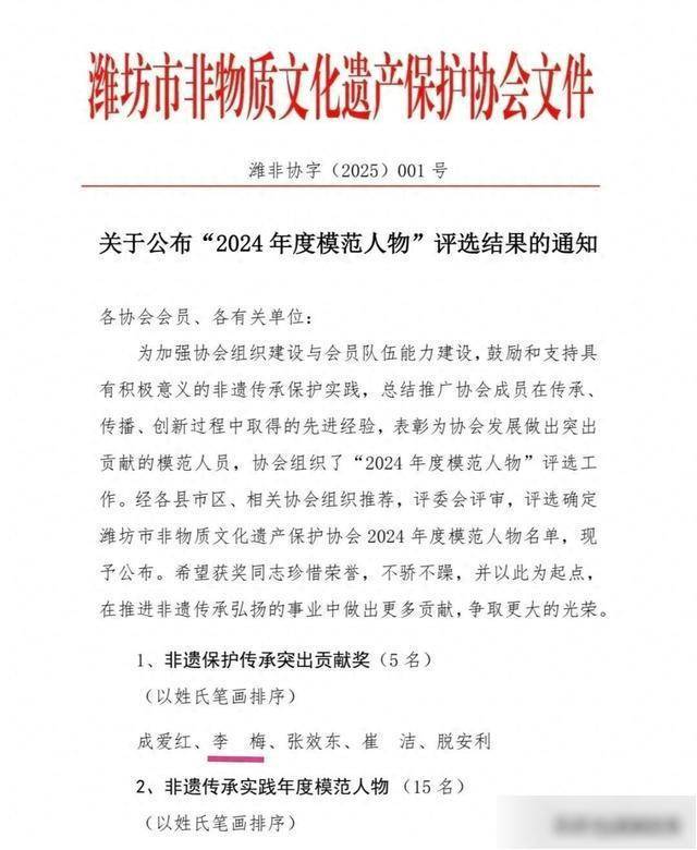 潍城区12位非遗传承人获潍坊市“2024年度模范人物”荣誉(图1)