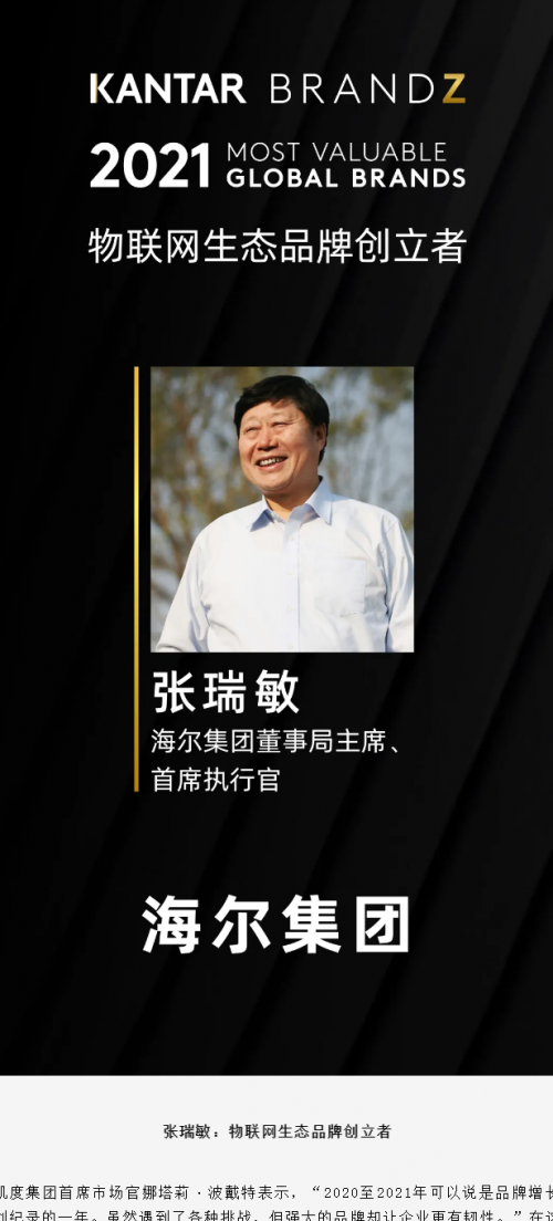 brandz首次颁发个人荣誉-张瑞敏(图1)